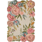 floral boho area rug bright wool hand tufted pink blue cream
