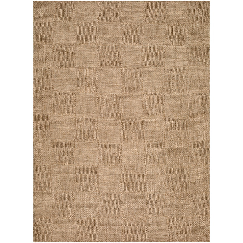 area rug subtle checkered pattern tan neutral machine woven outdoor safe