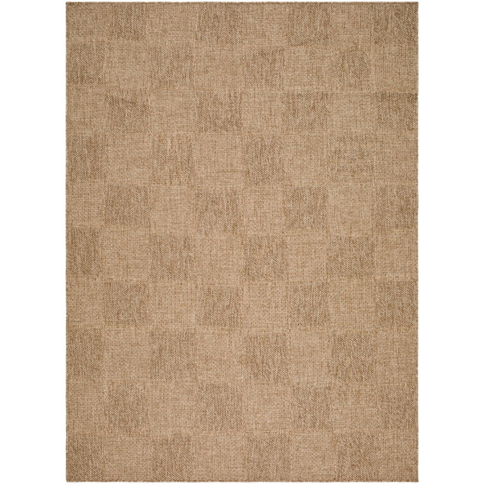 area rug subtle checkered pattern tan neutral machine woven outdoor safe