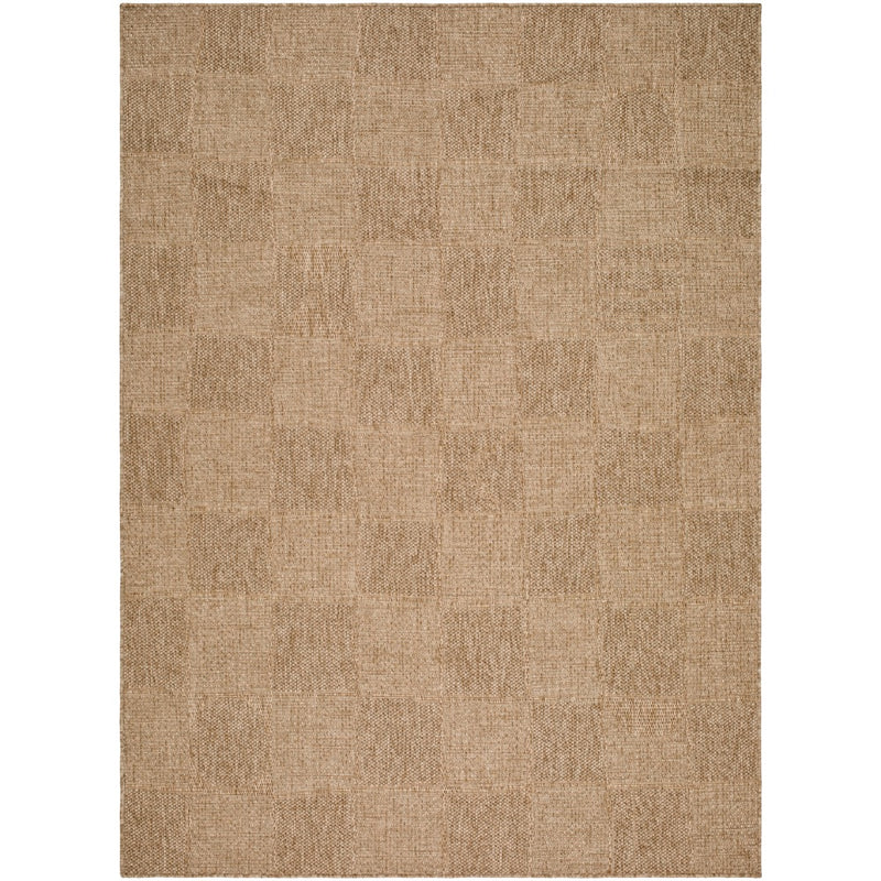 area rug subtle checkered pattern tan neutral machine woven outdoor safe
