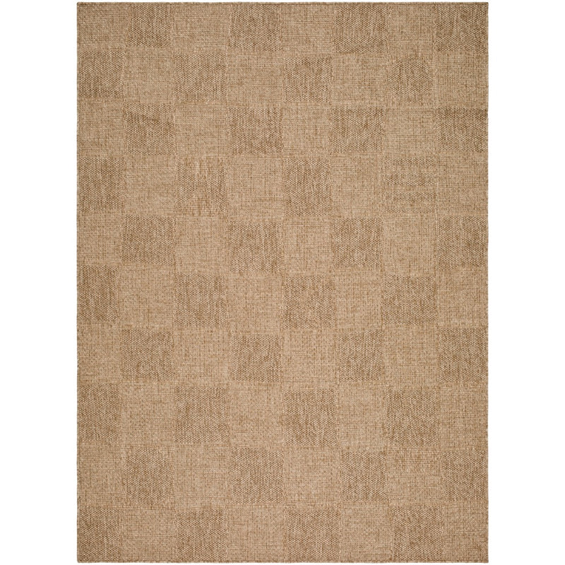 area rug subtle checkered pattern tan neutral machine woven outdoor safe