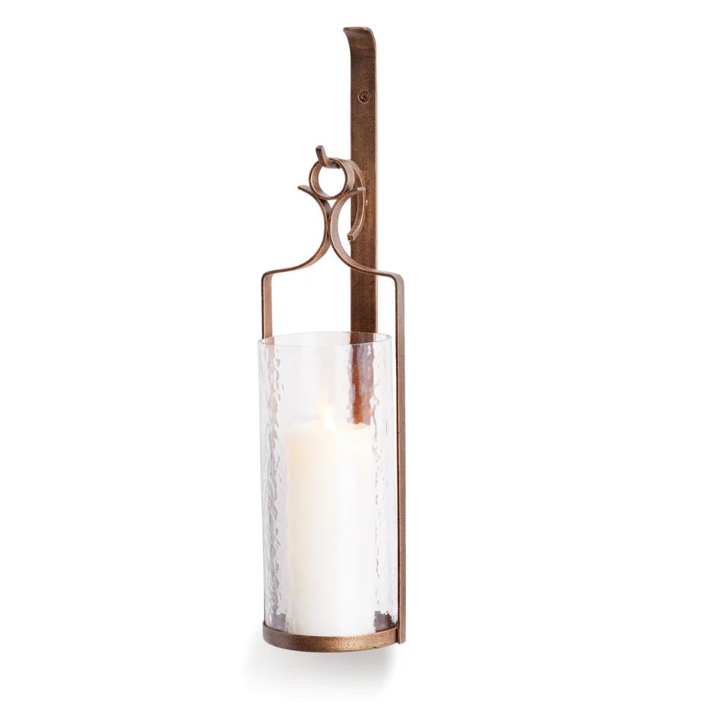 antique gold hammered glass candle sconce