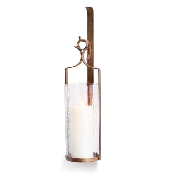 antique gold hammered glass candle sconce
