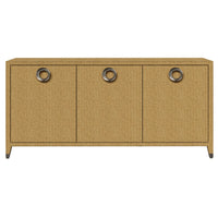 three door desert cupboard tarnished brass grasscloth