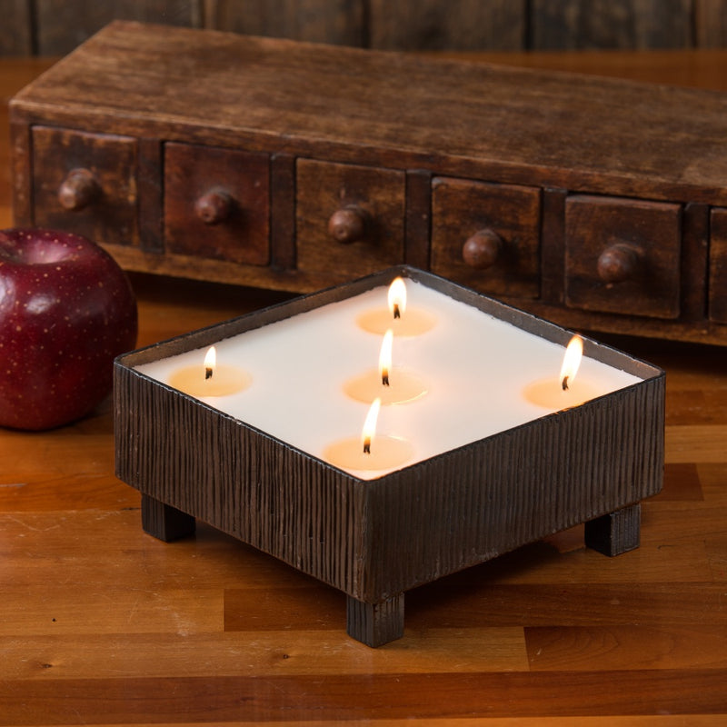 candle 4 wick forged iron black square feet