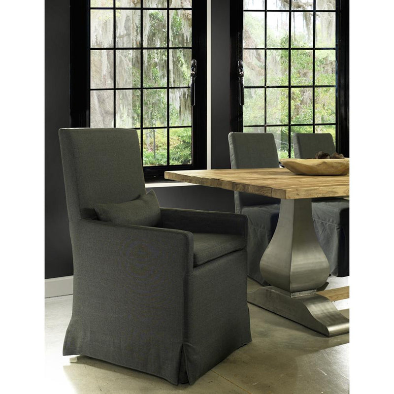 dining arm chair grey slipcover casters