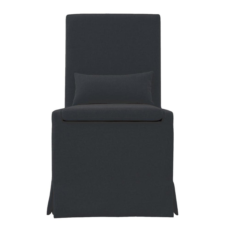 dining chair dark charcoal grey slipcover casters