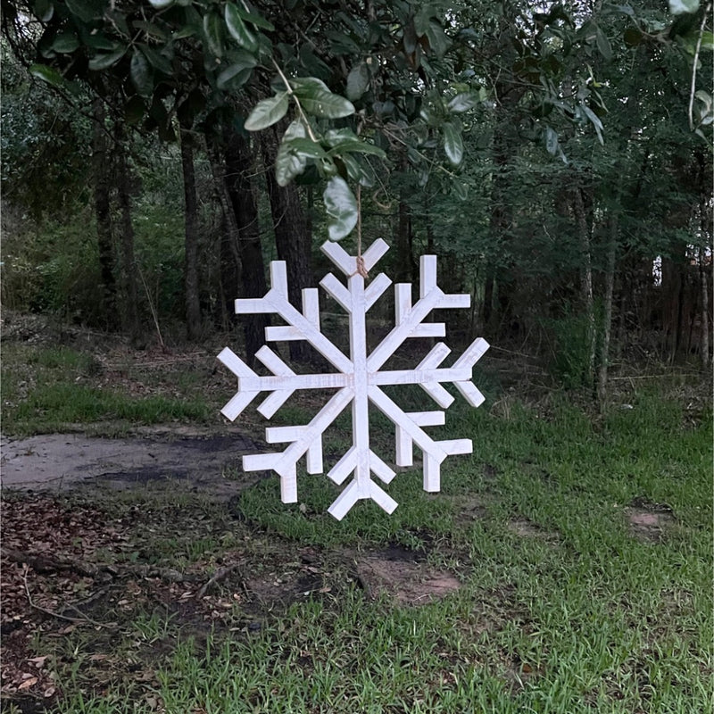 whitewash wood snowflake large