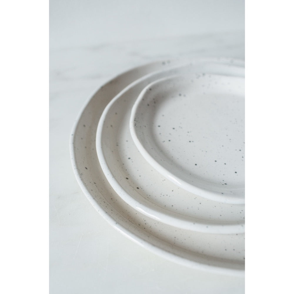 spec dinner plates set white gray round ceramic