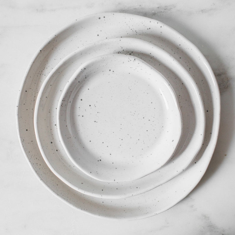 spec dinner plates set white gray round ceramic