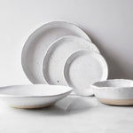 spec dinner plates bowls set white gray round ceramic