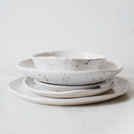 spec dinner plates bowls set white gray round ceramic
