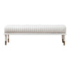 white leather bench channel stitching metal legs brass finish