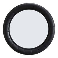 round wall mirror black leather frame
