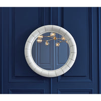 round wall mirror white leather frame