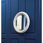 round wall mirror white leather frame