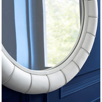 round wall mirror white leather frame