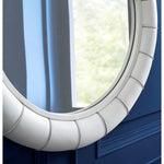 round wall mirror white leather frame