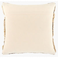 Back view of a square cream-colored throw pillow