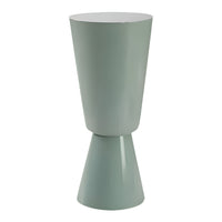 modern accent drink table glossy seafoam green lacquer round drum-like