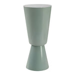 modern accent drink table glossy seafoam green lacquer round drum-like