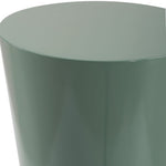 modern accent drink table glossy seafoam green lacquer round drum-like
