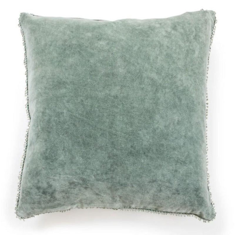 Sage Green Velvet Pillow Pom Pom 22" square