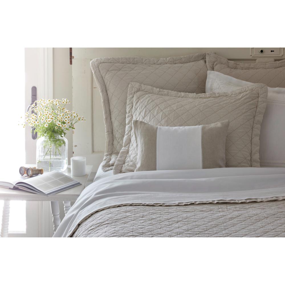 flax colored diamond quilted matelasse shams