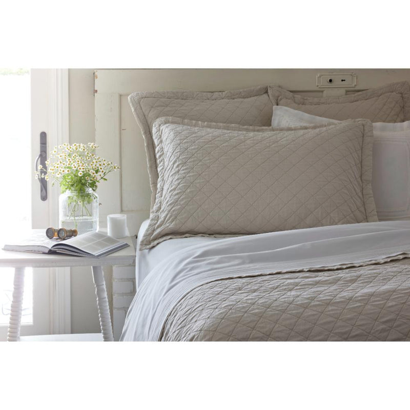 flax colored diamond quilted matelasse shams
