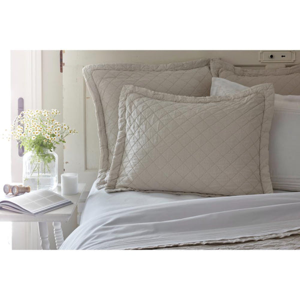 flax colored diamond quilted matelasse shams