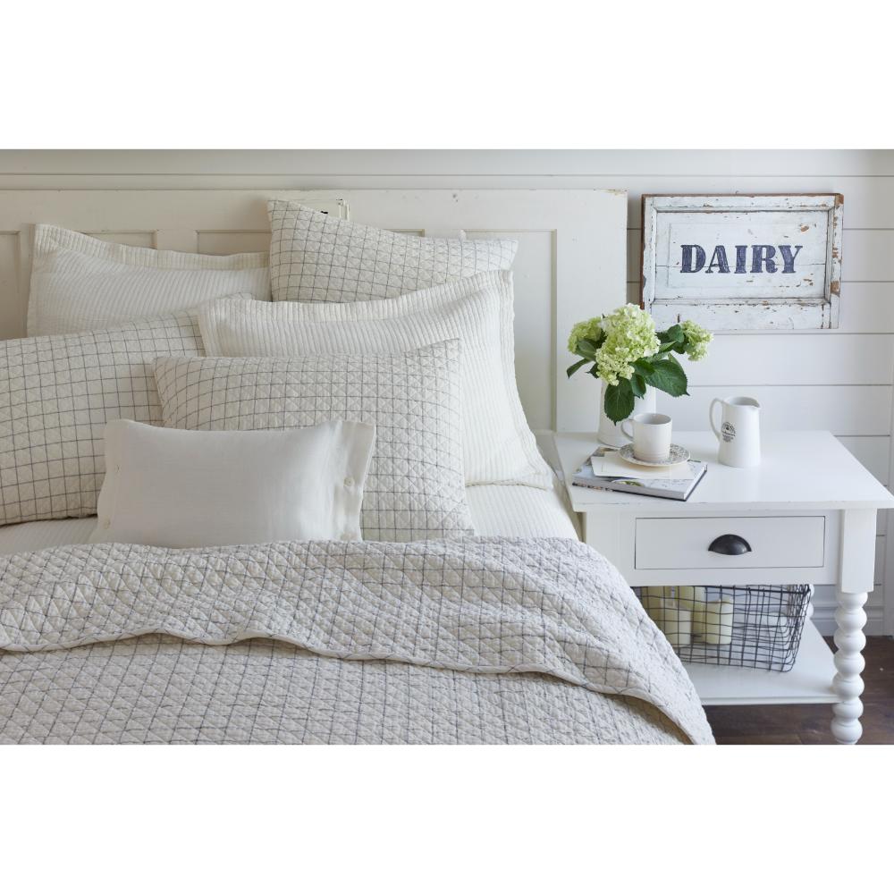 bedding ensemble quilted black cream grid pattern shams quilt size options