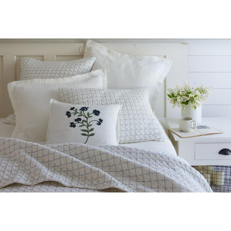 bedding ensemble quilted navy cream grid pattern shams quilt size options