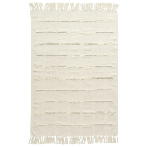 blended textured cotton throw blanket tassel edge