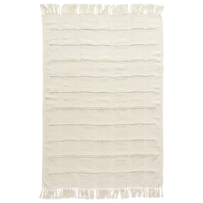 blended textured cotton throw blanket tassel edge