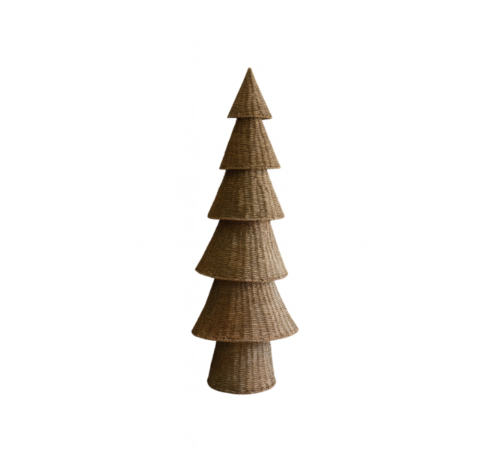 The Kalalou Woven Vine Large Christmas Tree features layered cones—ideal for unique, modern holiday decor.