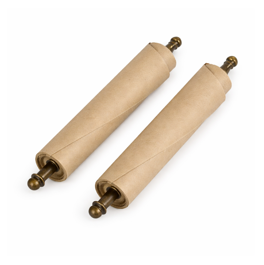 Kalalou Replacement Note Rolls (2) 16" for 22" Hanger, vintage style with brass handles, on a white background.
