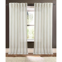 natural and ivory striped shimmer linen sheer curtain panels