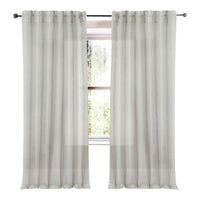 platimun and ivory shimmer striped sheer curtain panels