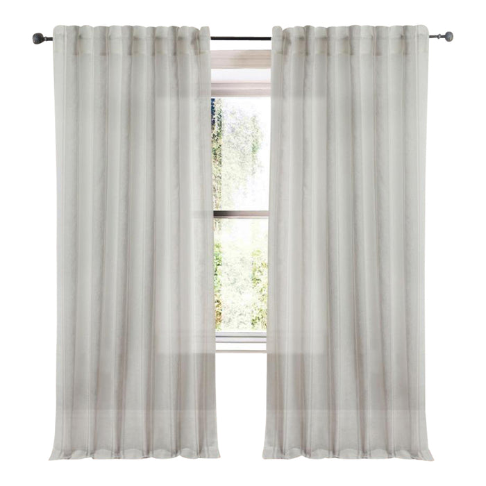 platimun and ivory shimmer striped sheer curtain panels