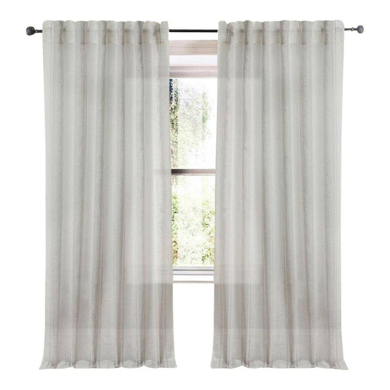 platimun and ivory shimmer striped sheer curtain panels