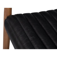 wood frame armchair black leather seat back
