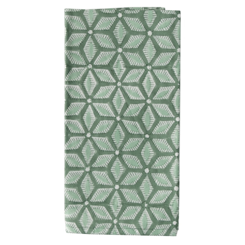 block printed napkin green patterned set of four cotton