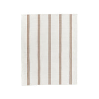 Striped rug with brown vertical lines on a white background