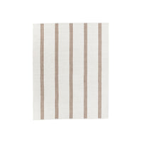Striped rug with brown vertical stripes on a white background
