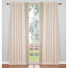 ivory linen blend drapes taupe floral embroidered edge
