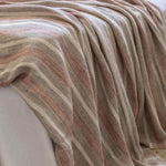 linen oversized throw terracotta natural off-white stripe tassels
