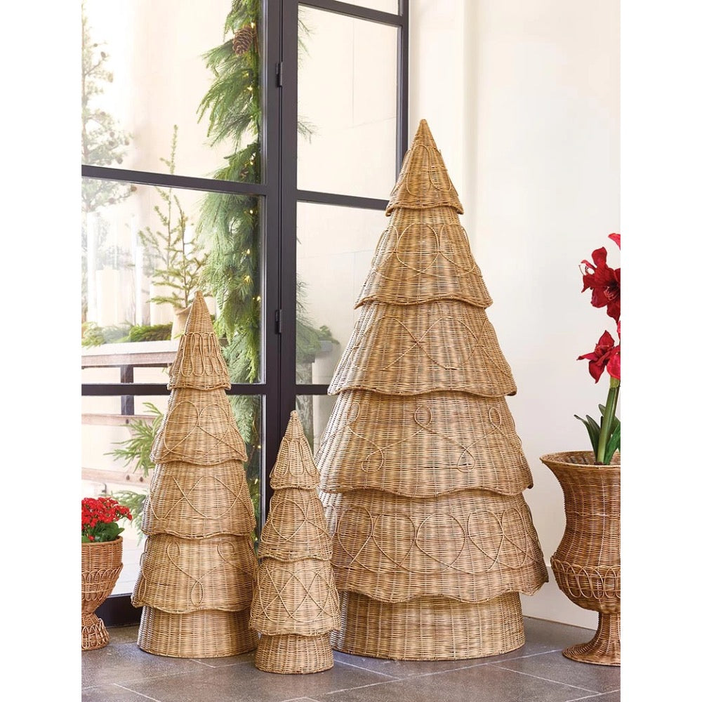 rattan woven tiered Christmas tree