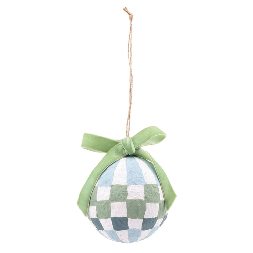 green blue white round ornament set 