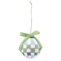 green blue white round ornament set 