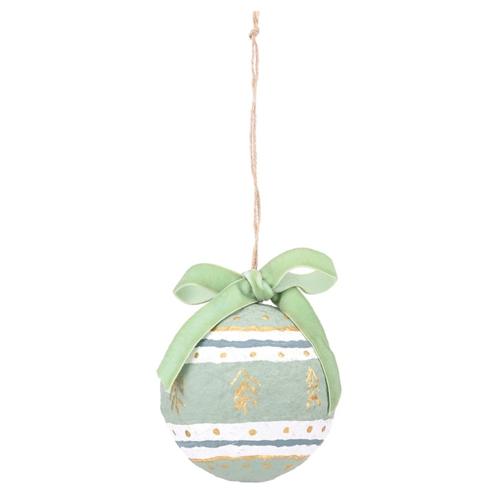 green blue white round ornament set 